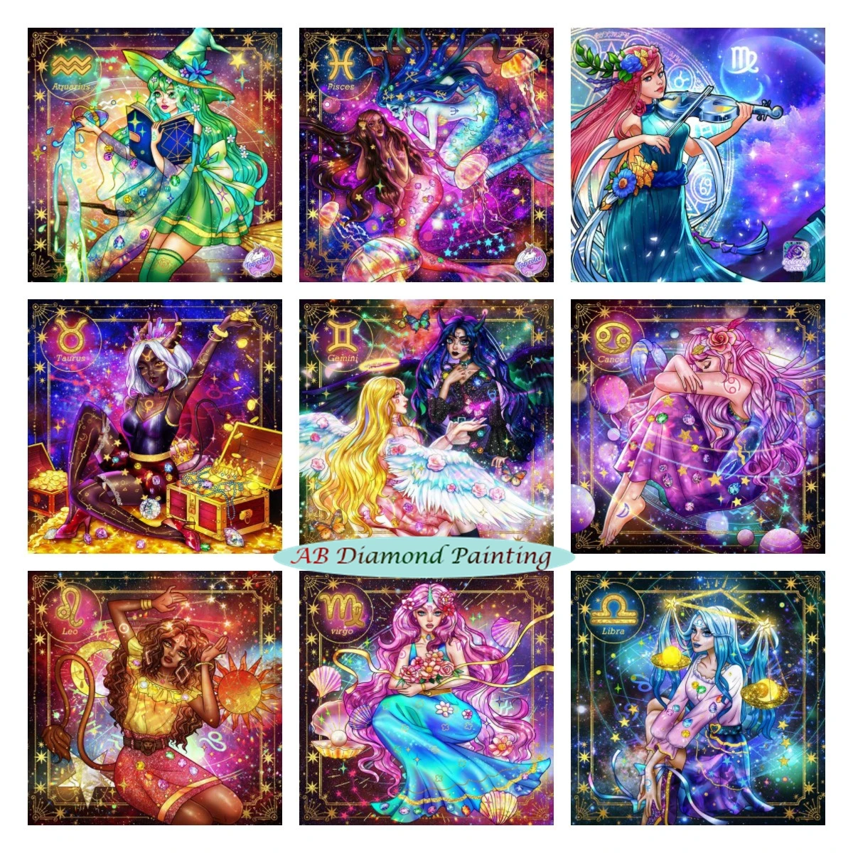 

12 Constellation 5D AB Diamond Art Painting Zodiac Sign Embroidery Rhinestones Cancer Aries Leo Cross Stitch Kits Home Decor