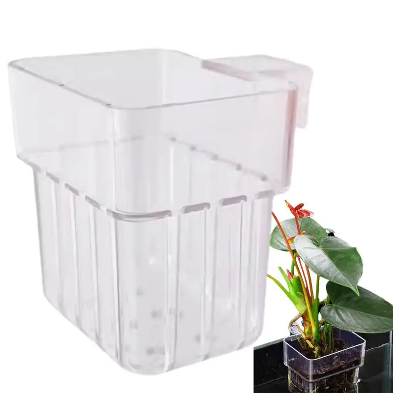 Fish Tank Plant Holder Transparent Aquarium Plant Basket Hydroponic Planting Basket for Landscape aquarium plant holder