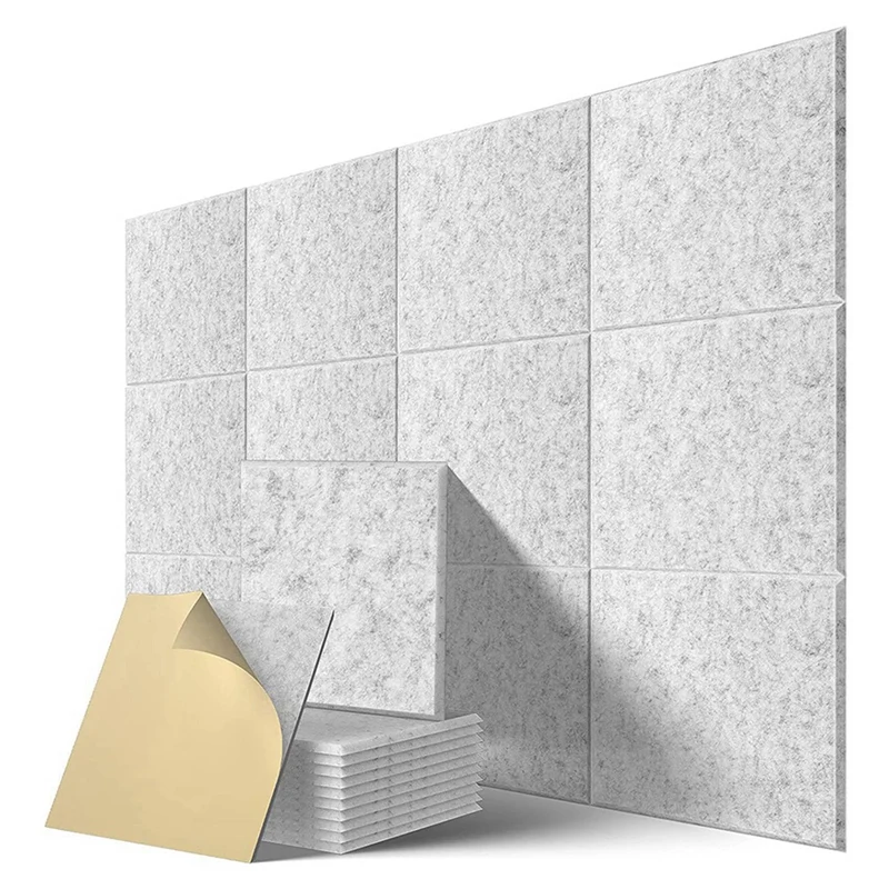 

Self-Adhesive Acoustic Panels 48 Pack,12 X 12 X 0.4 Inch Sound Proof Padding,Sound Absorbing Panel For Home ,Grey