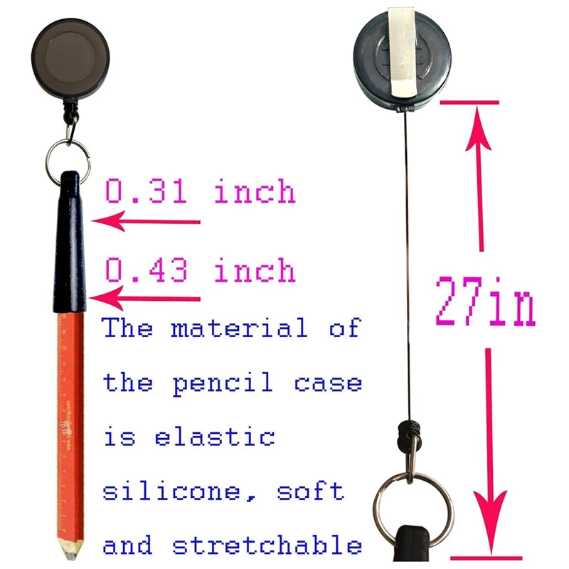 4 Stück elastischer Silikon versenkbarer Stift halter, einziehbarer Drucks tift für Holzarbeiten, Maurer, Handwerks hersteller
