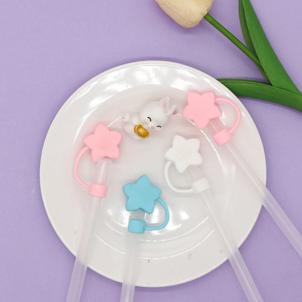 Description Picture 4 of item4Pcs Silicone Straw Tips Protectors 10mm Star Straw Toppers Drinking Caps Straws Stopper for Stanley 30/40oz Tumbler Accessories