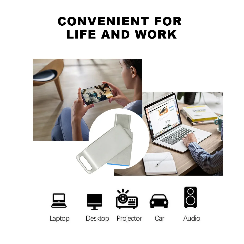 회전식 USB 3.0 플래시 드라이브 펜 드라이브, 스마트폰 메모리, 태블릿용 미니 USB 스틱, USB-C C타입, 64GB, 128GB, 50 개