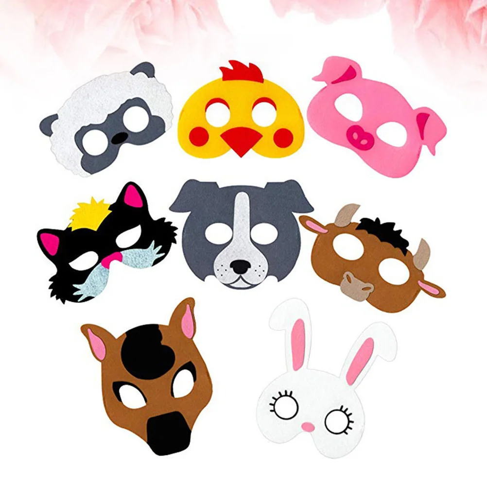 

4/5/8/10/12pcs Felt Animal Masks Cartoon Fox Owl Panda Bear Kids Halloween Themed Masquerade Cosplay Dress-Up Party Favors