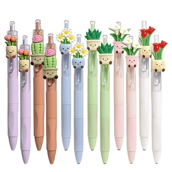 10 adorabili penne a tema piante. Penne a sfera retrattili con meccanismo a scatto, articoli di cancelleria per ufficio, per premi scolastici in classe