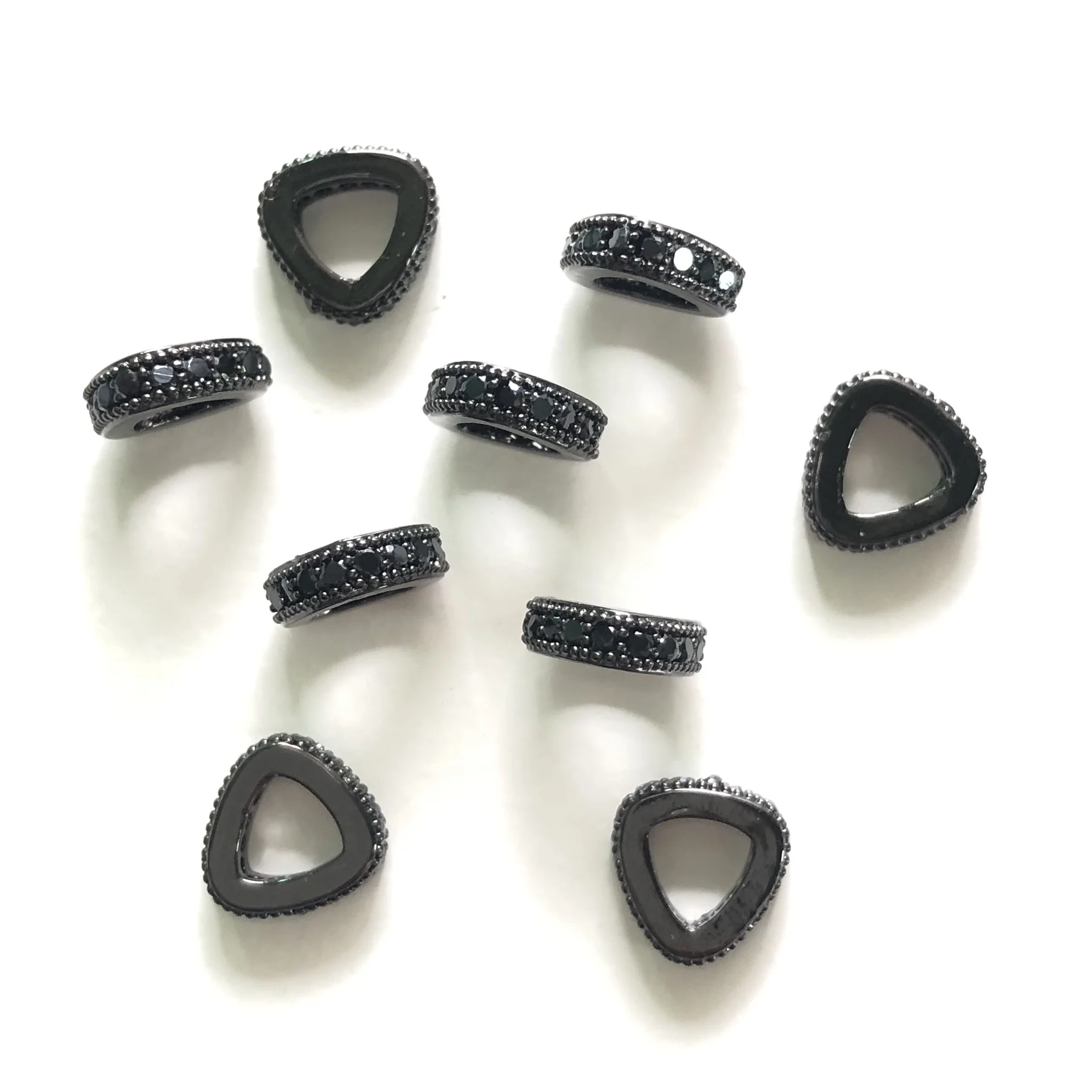 20pcs/lot 8mm Zirconia Paved Triangle Shape Spacers Beads Women Jewelry Bracelet Making DIY Loose Beads Waist Accessories Supply