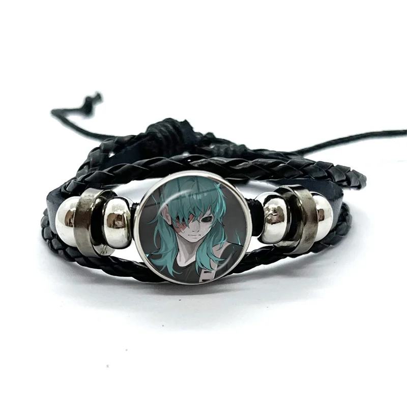 Horror Game Sally Face Vintage Creative Sal Cool Punk Art Black Leather Bracelets Glass Dome Multilayer Braided Bangles Jewelry bangle bracelet,leather bracelets
