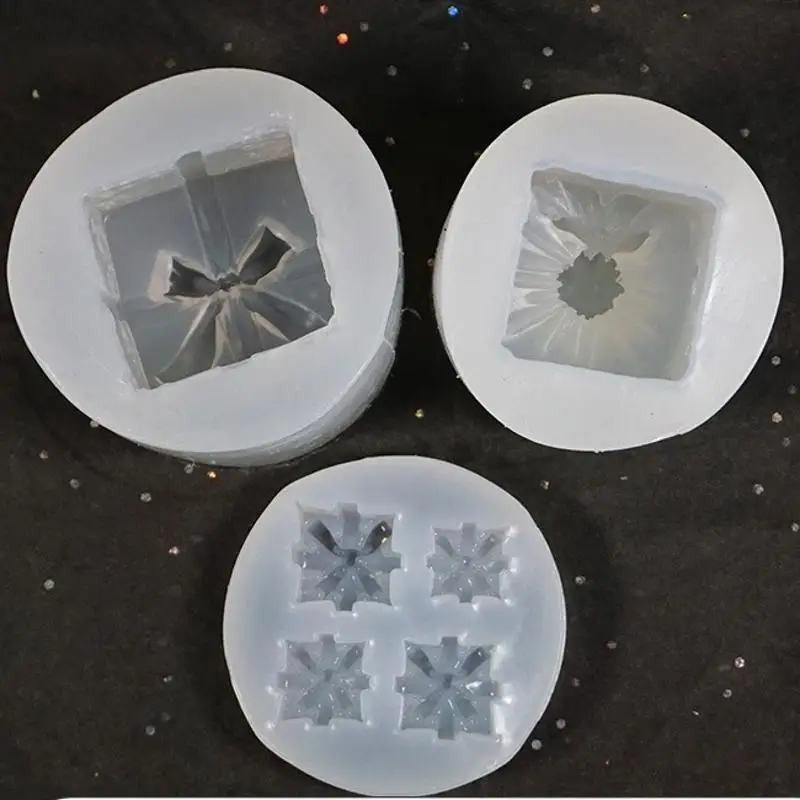 Christmas Gift Box Silicone Mold Exquisite Size Gift Box Gypsum Ornament Mold DIY Drip Glue Mold Jewelry Box Christmas Ornament