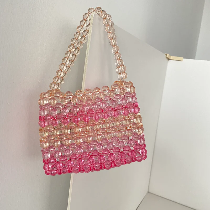 Wide Purse Strap - Custom Beaded Garden Party Pink