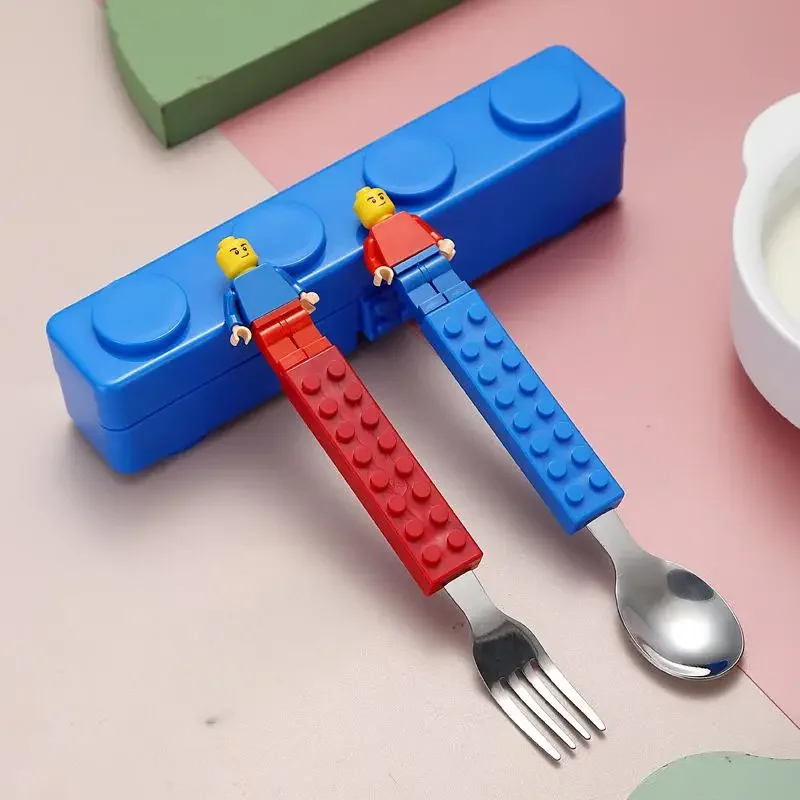 Cutlery Set Portable Building Blocks Stainless Steel Children's Assembled Fork Spoon