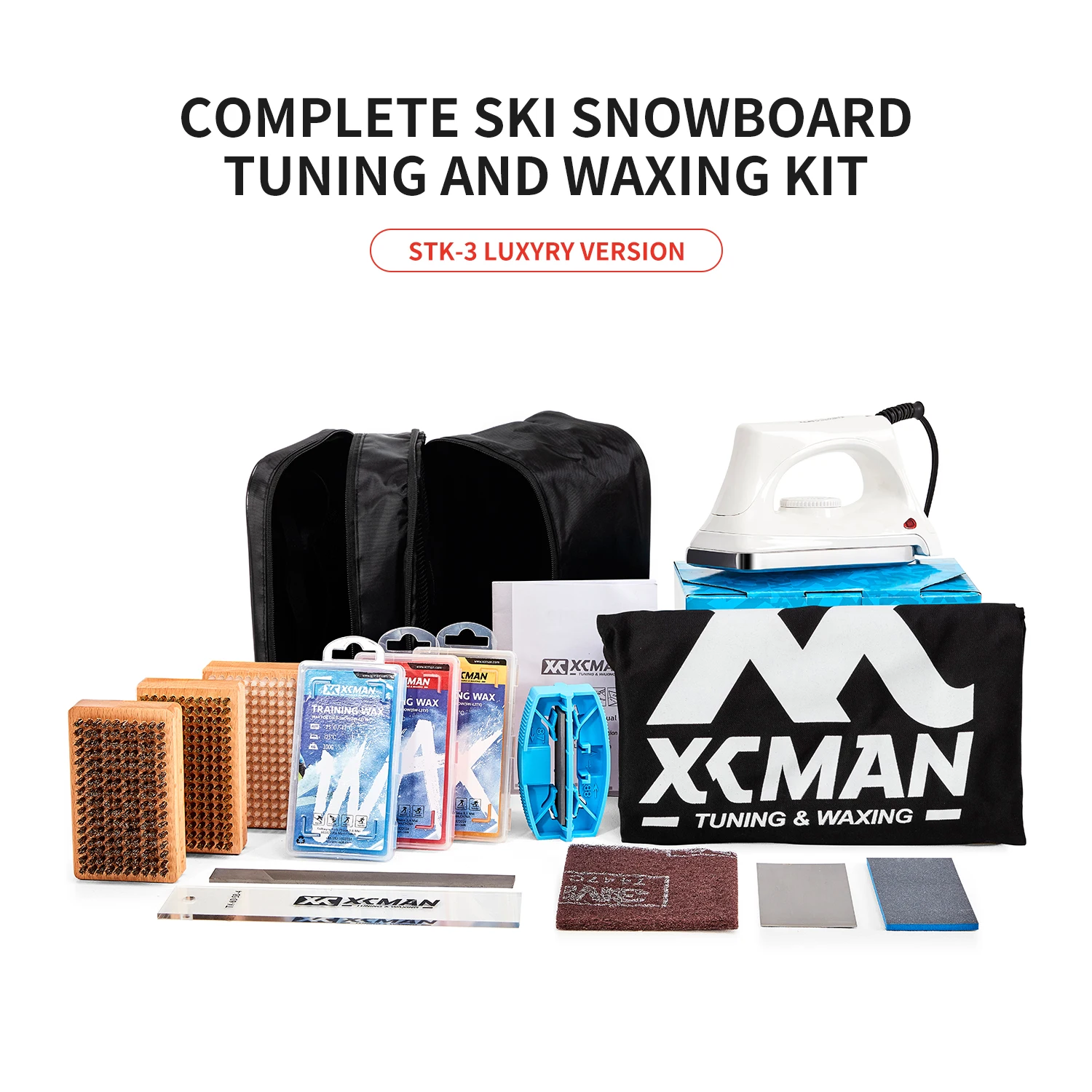 XCMAN-Kit completo de afinación y encerado de esquí y Snowboard, cera Universal, sintonizador de bordes, cepillo, raspador de cera, Ptex