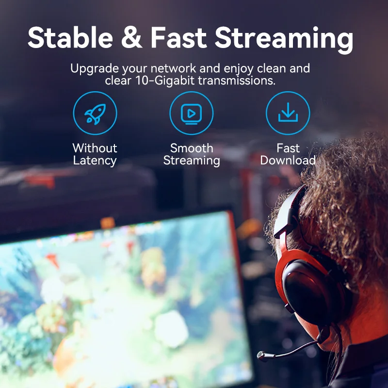 รูปสินค้า สายอีเธอร์เน็ต CAT6A 10Gbps หมุนได้ 360 องศา สำหรับเครือข่ายเร็ว