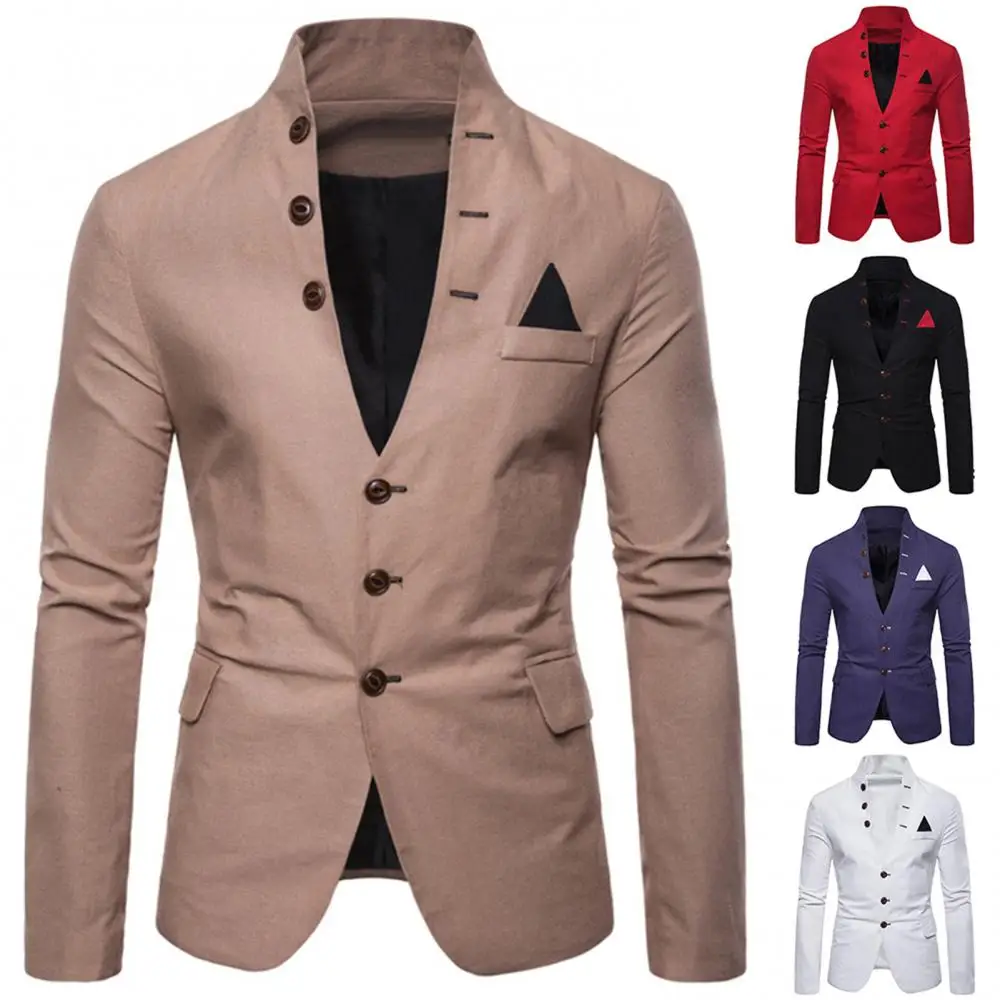 

Men Sl-im Fits Social Blazer Spring Autumn Fashion Solid Wedding Dress Jacket Men Casual Business Male Suit Jacket Blazer Gentle