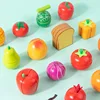 Simulation Kitchen Pretend Play Toy Magnetic Wooden Cutting Fruits Vegetables Classic Game Montessori Educational Toys For Kids 4
