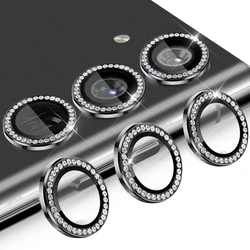 Dazzling Diamond Alloy Ring Camera Case with Lens and Screen Protector - Samsung A24 (Black)