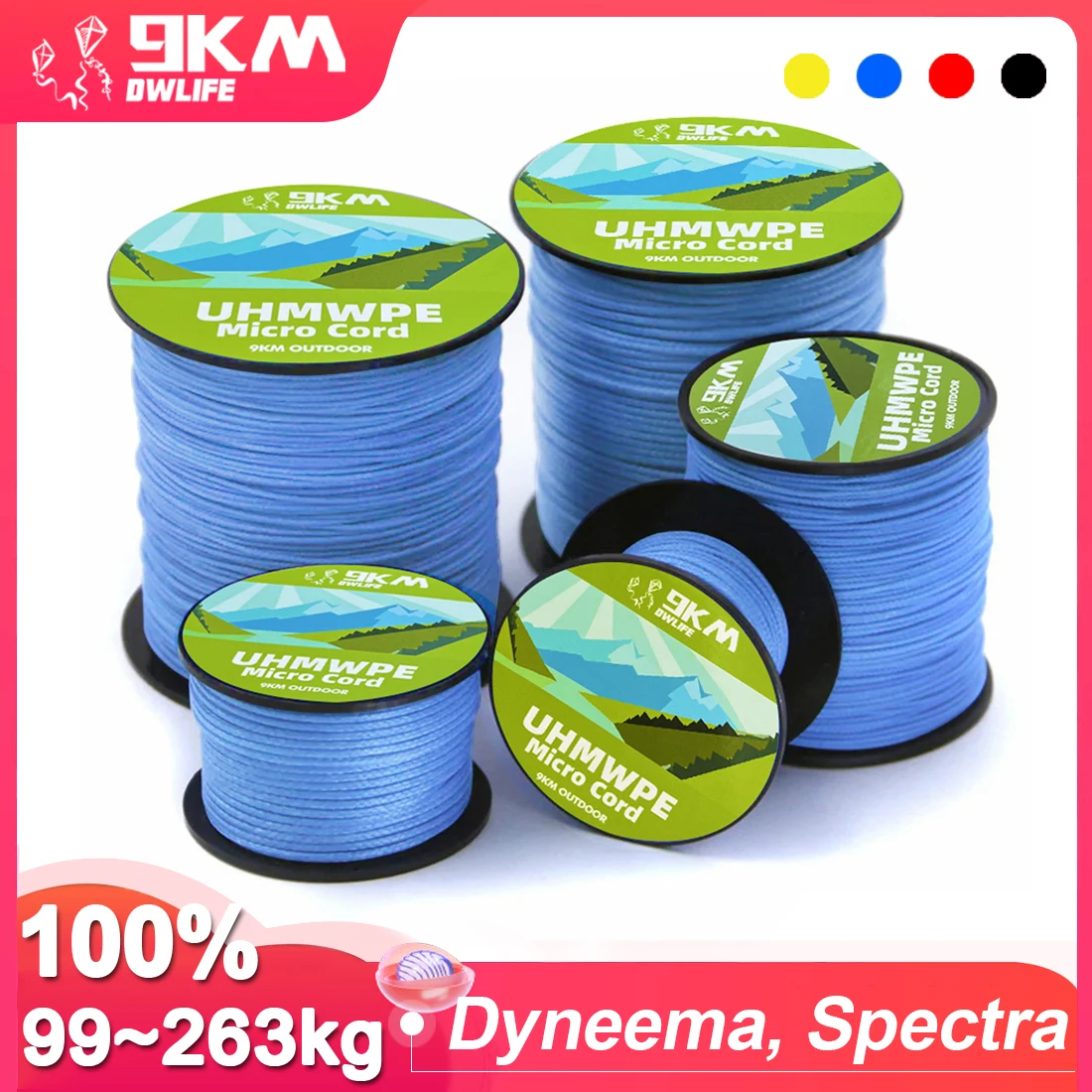 9Km 45Kg ~ 340Kg Kitesurf Line Uhmwpe Cord Resistenza All'Abrasione Low Stretch Per Power Kite Stunt Kite Sostituzione Linee Volanti
