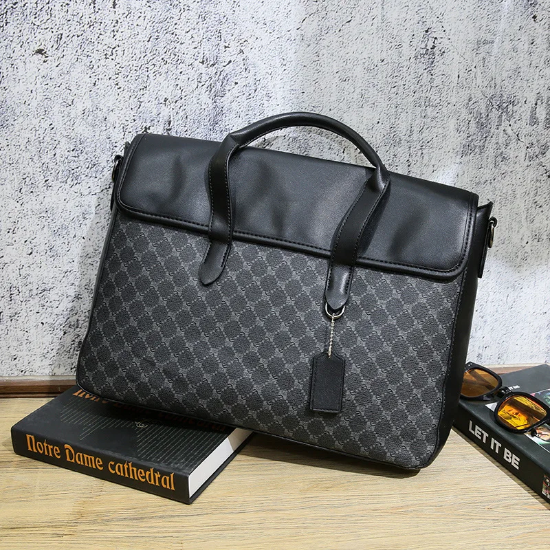 

Designer 13 inch Laptop Briefcase Business Handbag for Men Large Capacity Man Leather Fashion Shoulder Bag Luxury Brand