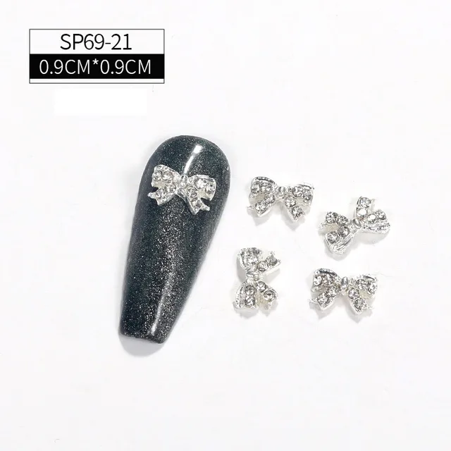 LEAMX 10 Pcs Nail Supplies 3D Charms Rhinestone Nail Art Decorations Pretty Girl Nails DIY Alloy Gemstone Nails Diamond Jewelry SP0069-21