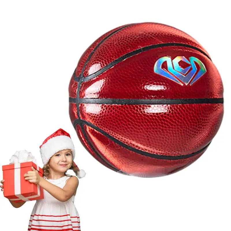 

Small Basketball PU Leather Glowing Reflective Outdoor Basketball Size 1 Photo Prop Collectible Mini Basketball Ornament For