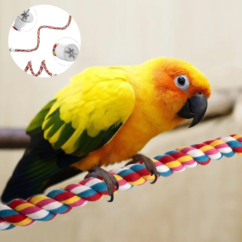 

Parrot Bird Standing Toys Cotton Rope Colorful Toy Chew Perches Staion Bar For Bird Cage Parrot Bungee Fun Toys Accessories