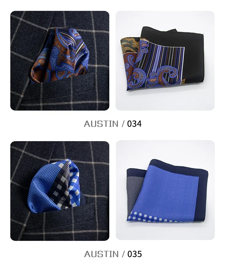 30*30cm Real Silk Pocket Square for Men Flower Solid Color Plaid Suit for Pocket Decoration Handkerchief