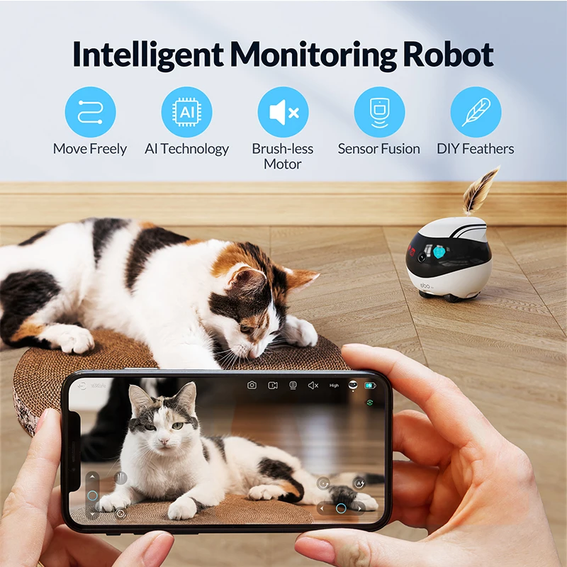 EBO AlR Robot Intelligent Family Wireless Whole House Mobile Camera Monitoring Companion Moving Voice Recognition Robots Bitzee