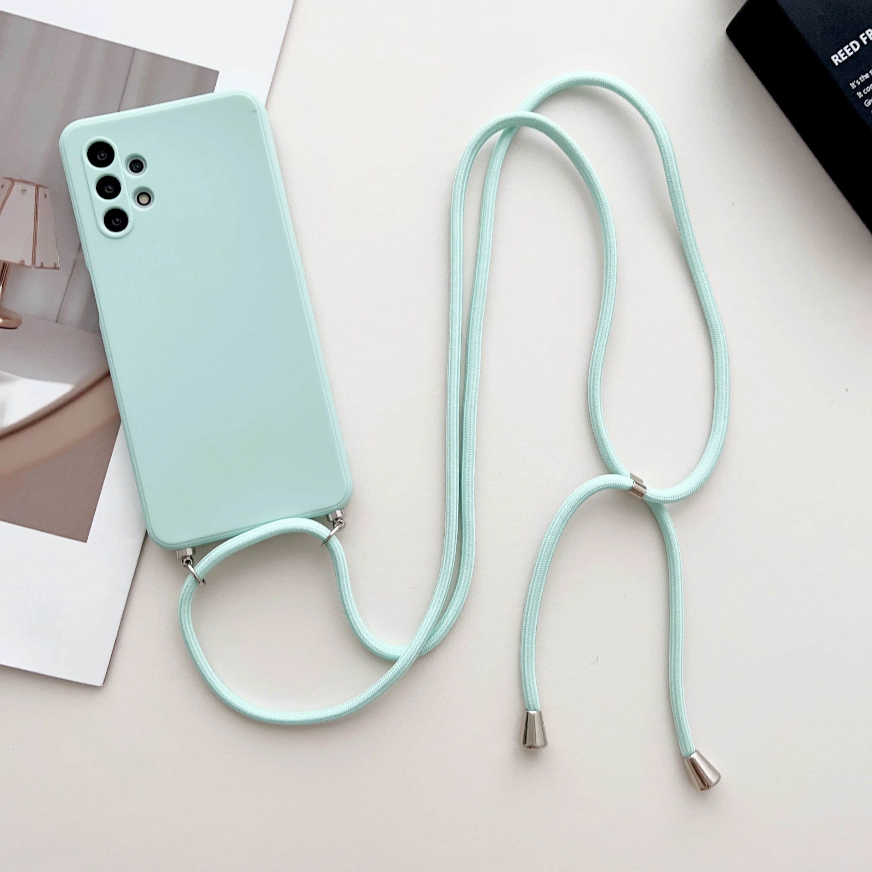 thumbnail image 1 of Strap Cord Chain Case For Samsung Galaxy A54 A14 A53 A52 A51 A34 A33 A13 S23 S22 Ultra S21 FE Necklace Lanyard Rope Matte Cover, 1 of 5
