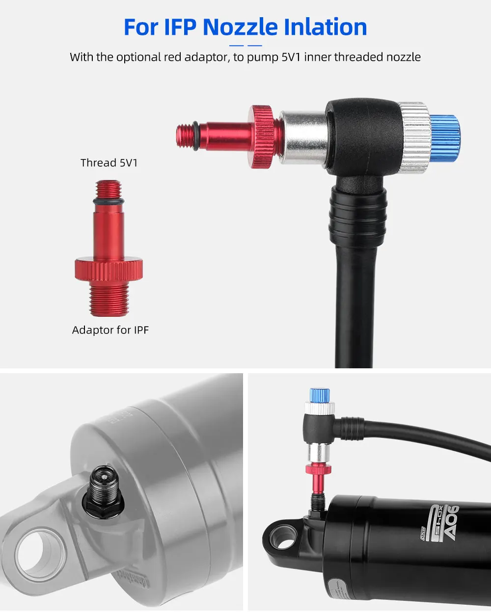 400psi Hochdruck-Luftpumpe mit Manometer für Vordergabel-Stoßdämpfer MTB Fahrrad Presta Schrader Ventil-Inflator Drehbarer Schlauch – Detail 8