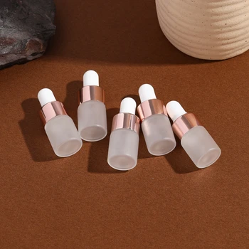 10pcs Mini Dropper Bottles Glass Empty Essential Oil Aromatherapy Bottles Rose Gold Cap Pipettes Bottles 1ml 2ml 3ml 5ml 1