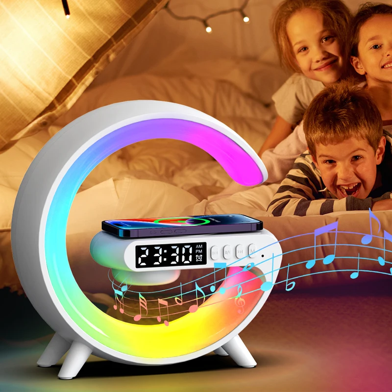 Multifunction Wireless Charger Pad Stand Speaker TF RGB Night Light 15W  Fast Charging Station for iPhone Samsung Xiaomi Huawei