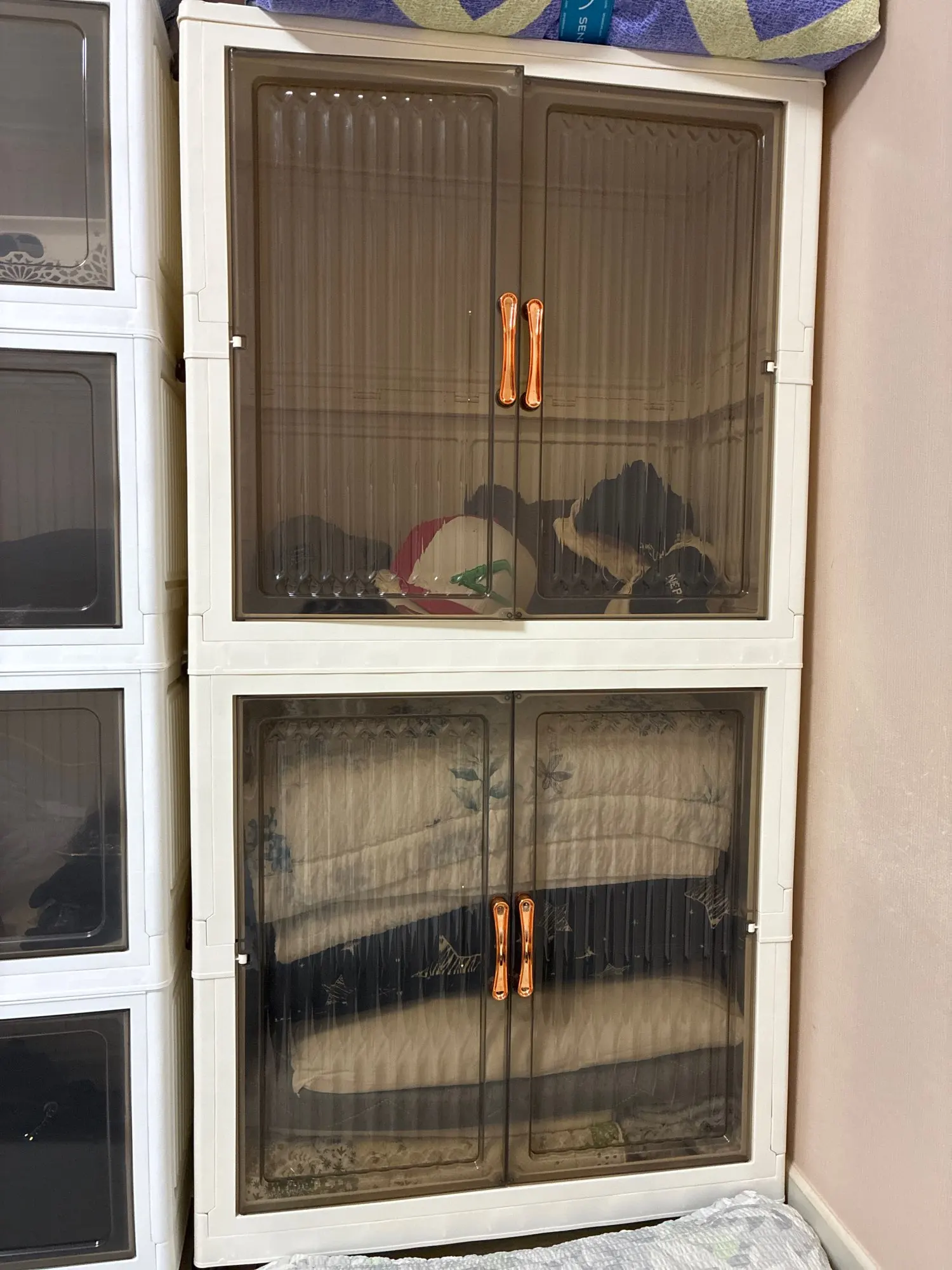 Multifunction Folding Storage Cabinet Dustproof Wardrobe Sundries Cabinet Closet Organizer Locker Storage Box photo review