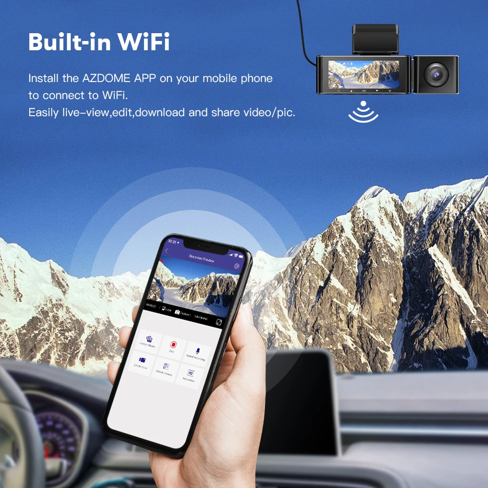 AZDOME  DVR GPS  ΰ, Ʈ   ķ, ̷  , 3 ä ķڴ, M550 3 ī޶, 4K + 1080P + 1080P