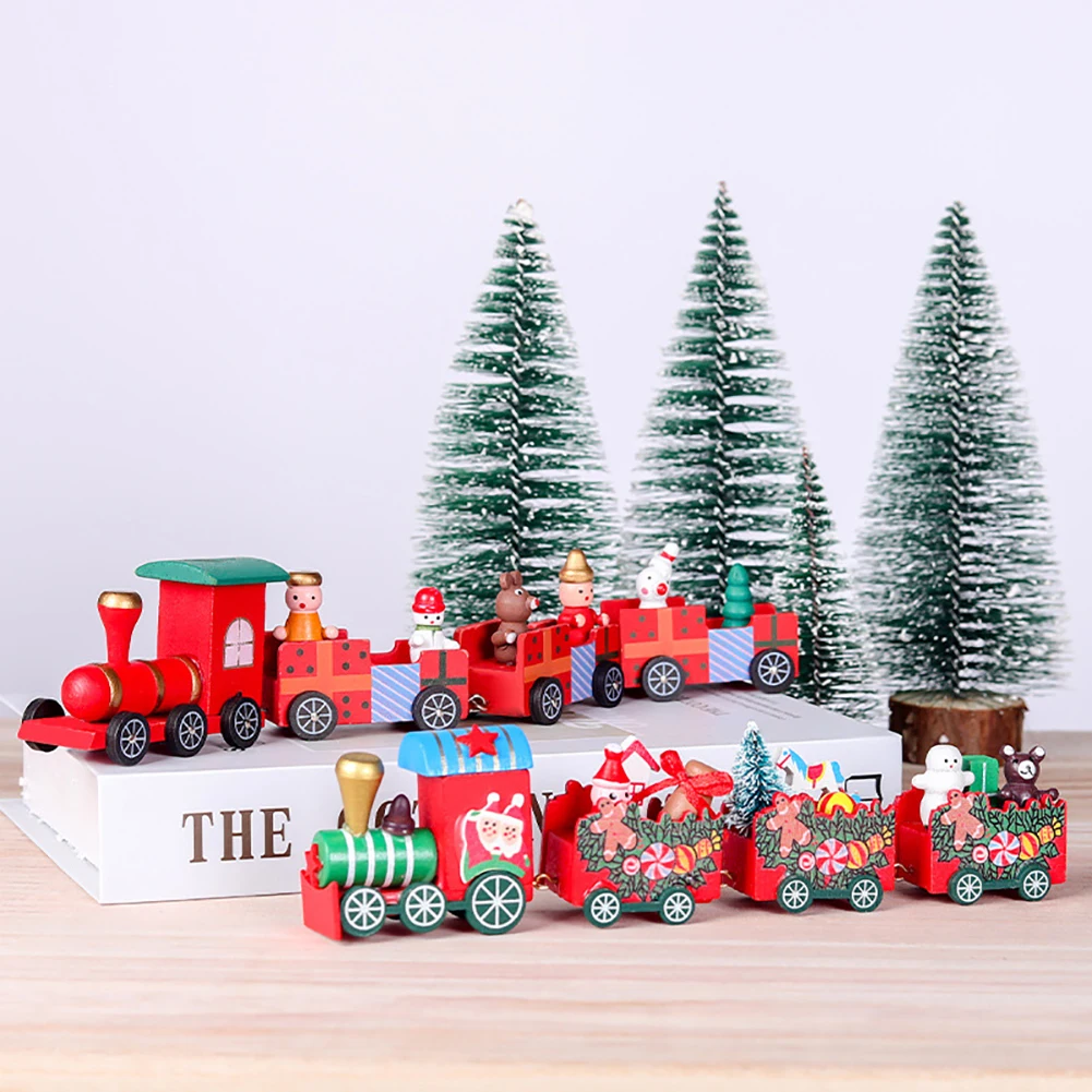 

Рождественский деревянный поезд фотоэлемент для дома 2023 Рождественское украшение Рождественские подарки с новым годом 2024
