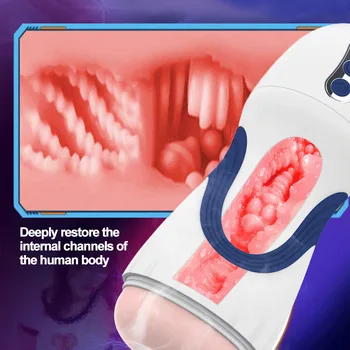 Automatic Sucking Male Masturbator 3D Vagina Real Pussy Pocket Oral Climax Adult Blowjob Masturbation Cup Sex Toys for Men 5