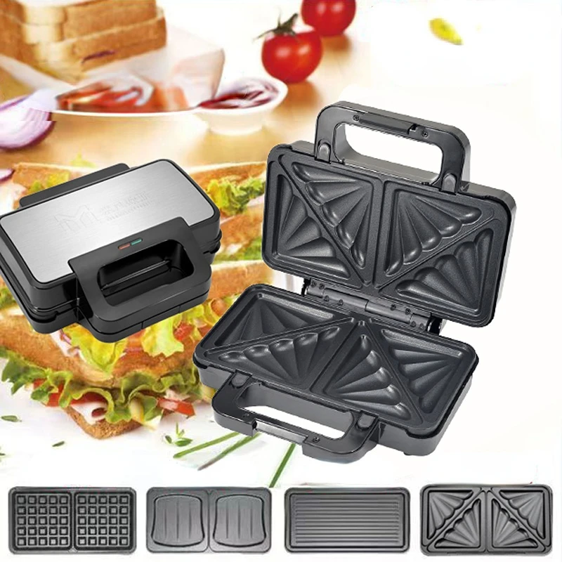 Mini Sandwich Machine Baking Toaster Breakfast Waffle Molds Double Plate  Waffle Machine Multi-function Round Heart Egg Cake Oven - AliExpress