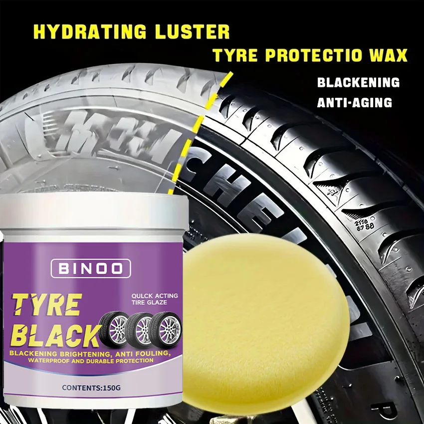 Tire Blackening Coating Wax-Hydrating Luster and Protection, Anti-Aging Tire Care Coating with Sponge Applicator