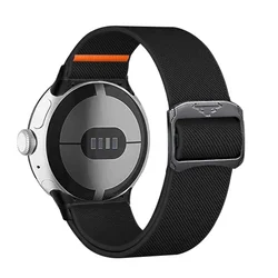 Nylon Elastic Watch Strap - Versatile Wristband Bracelet Replacement for Pixel Watch 3 45mm (Black)