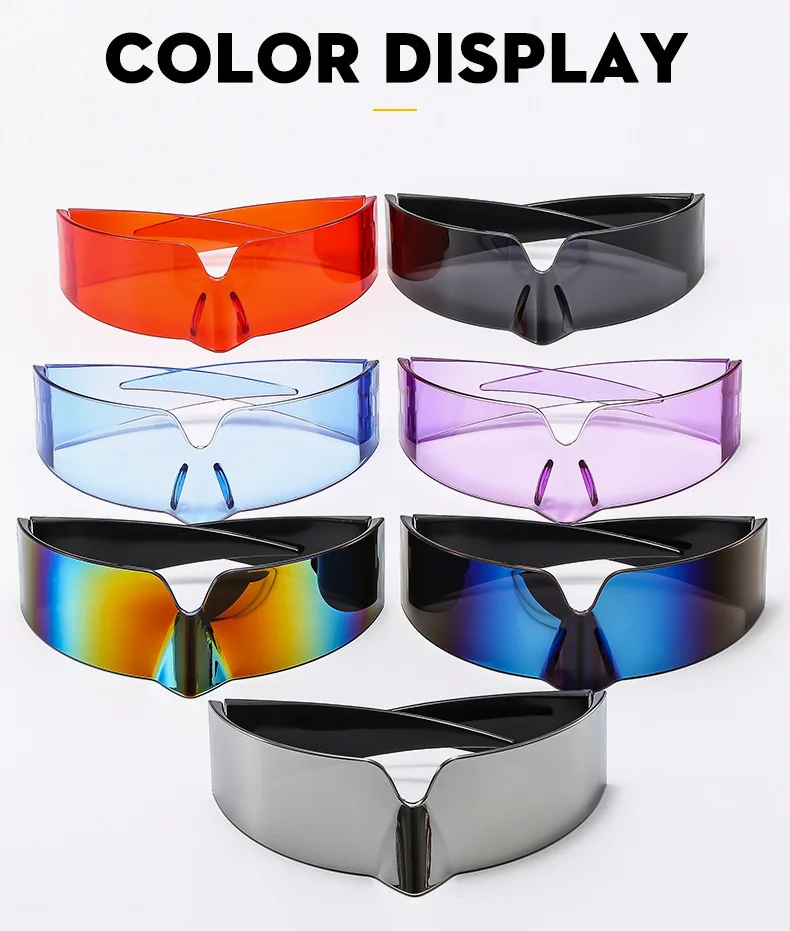 Y2K Luxus Designer Vintage Randlose Sonnenbrille für Damen und Herren Punk Party Vogelnase Maskierte Sportbrille UV400 – Detail 2