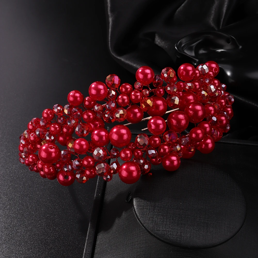 Luxury Elegant Pearl Crystal Crown Headpieces Bridal Headband Wedding Hair Jewelry Accessories Handmade Party Headdress Tiaras 5 Luxury Elegant Pearl Crystal Crown Headpieces Bridal Headband Wedding Hair Jewelry Accessories Handmade Party Headdress Tiaras - Image 5