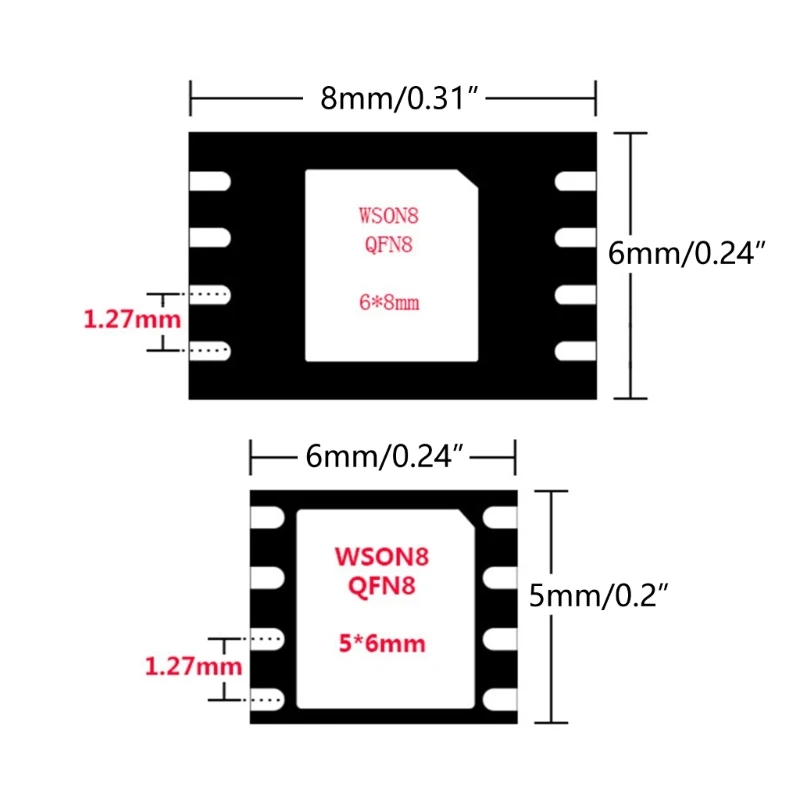 DFN8 QFN8 WSON8 čipem sonda linky číst napsat čipem obvodový programovací 5x6/6x8