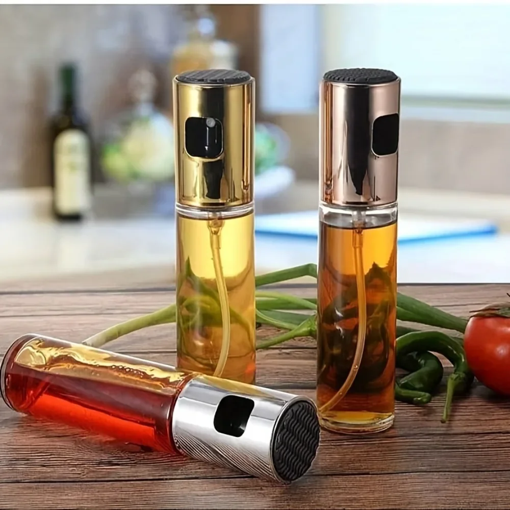 요리를위한 주방 오일 유리 펌프 분무기 100ml 올리브 오일 스프레이 샐러드 바베큐 주방 베이킹 구이 도구에 대한 누출 방지 병