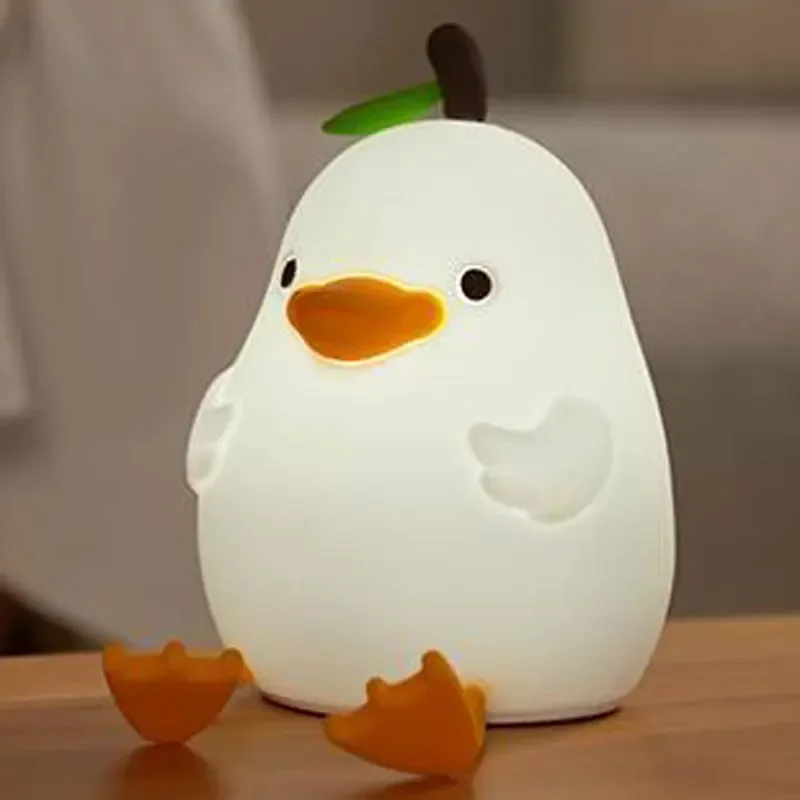 

Modern Creative Cute Duck Pear Silicone Luxury Hotel Light Bedroom Bedside White Sleeping Lampka Lampki Nocne Room Decorative