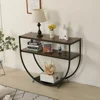 48'' 2-Tier Console Table Modern Sofa Table with Storage Shelves Arc-Shaped Table for Entryway Living Room Dining Room and Porch 5