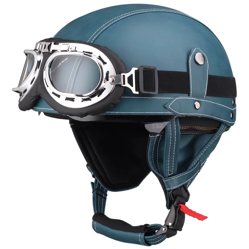 

Blue Half Helmet Bike Bicycle Electric Motorcycle Helmet Scooter Sport Safe Retro Summer Helmet Moto Cascos Chopper Riding S-XL