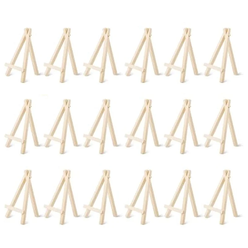 GO-18Pcs 미니 나무 디스플레이 이젤, 작은 캔버스 홀더, 어린이 공예, 표지판, 사진, 선물, DIY 공예품을위한 작은 나무 이젤