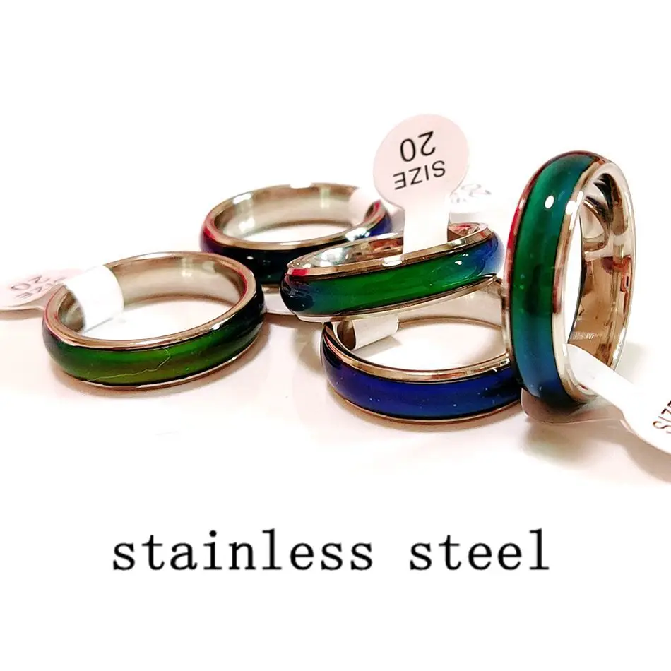 10/30/50pcs Band 6mm STAINLESS STEEL Mood Rings Bright Glazed Men Women Changing Color Ring Quality Jewelry Gifts 3