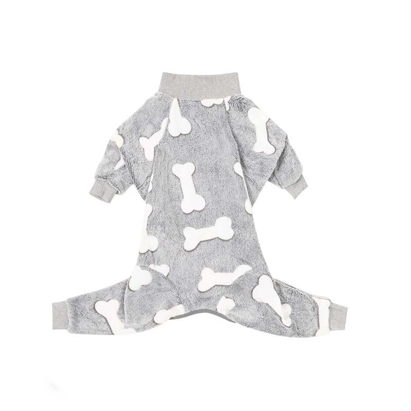 Dog Pajamas Jumpsuit - Warm Fleece Four-Legged Winter Outfit for Medium Large Dogs