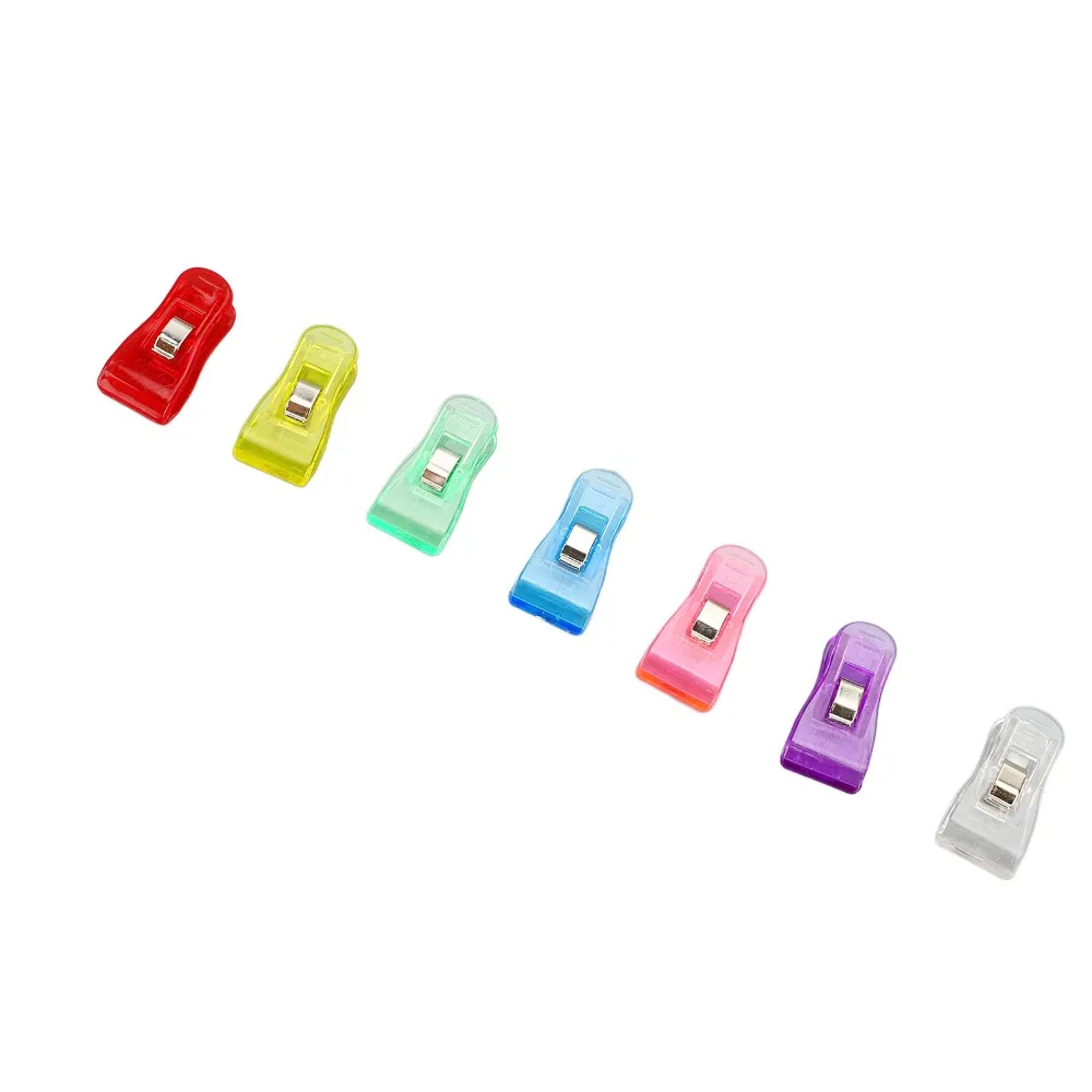 100 Pcs 플라스틱 플라스틱 클립 3.6*1.8cm 투명 다채로운 다채로운 투명 플라스틱 클립 소형 휴대용
