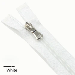 Set of 5 Nylon Open - End Zippers (40 - 80cm) in 13 Colors for Tailoring and Sewing Crafts (White)