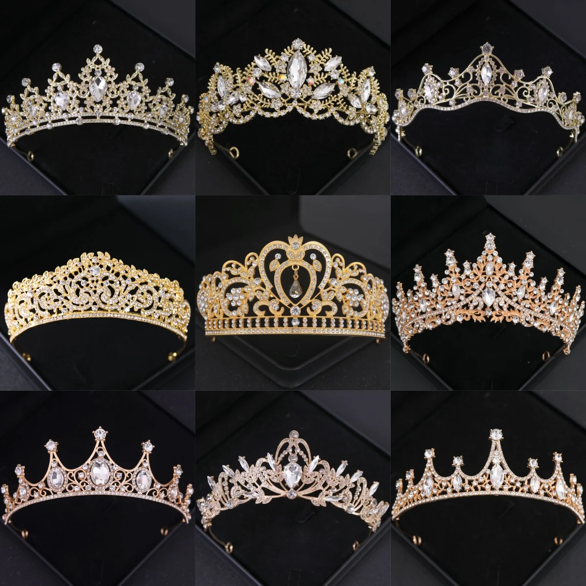 Gold Color Crystal Tiara Crown Party Prom Tiaras And Crowns Diadem For Women Bridal Wedding Hair Accessories Jewelry Crown Gifts