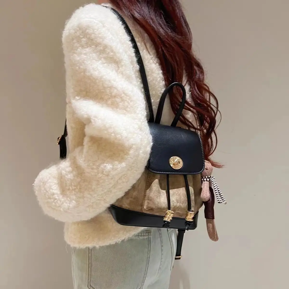 JIAERDI High Street Y2k Backpack Women Versatile Patchwork Handle Chic Casual Mini Backpacks Ladies Harajuku Mochila Aesthetic